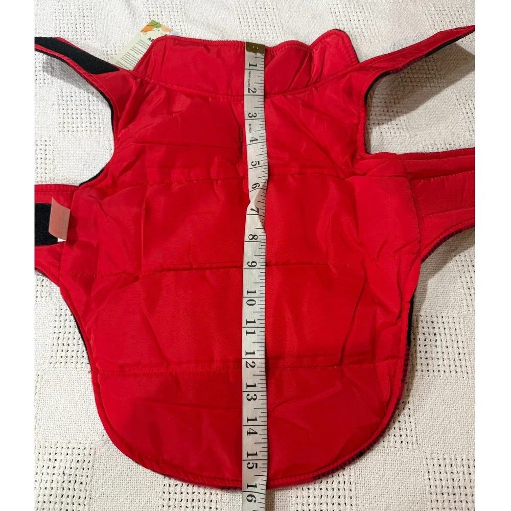 Asenku Dog Vest Red Buffalo‎ Plaid Reversible Puffer Jacket Size M Fleece Coat